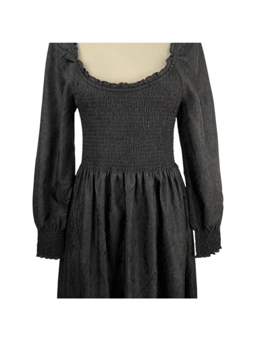 NWT Hill House The Emily Nap Dress Small Maxi Crushed Taffeta Long Sleeve Smock - Picture 2 of 16